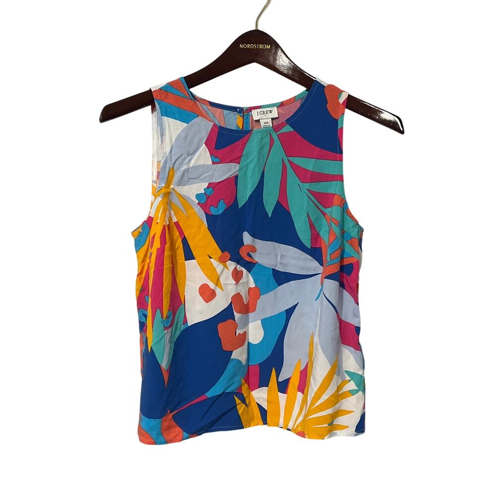 Blue Floral J. Crew Tank Top, Size XS, 1289-D